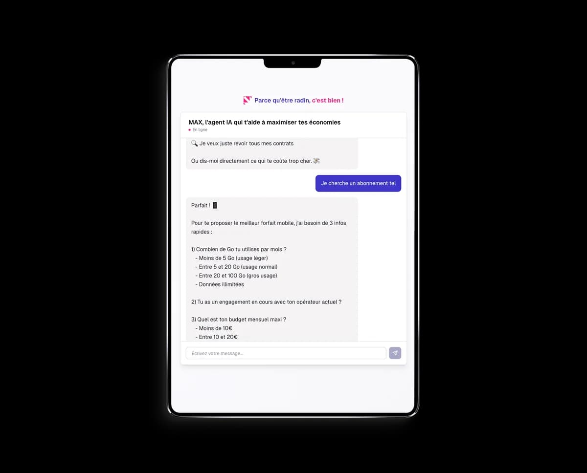 LeadChat conversational assistant on a tablet