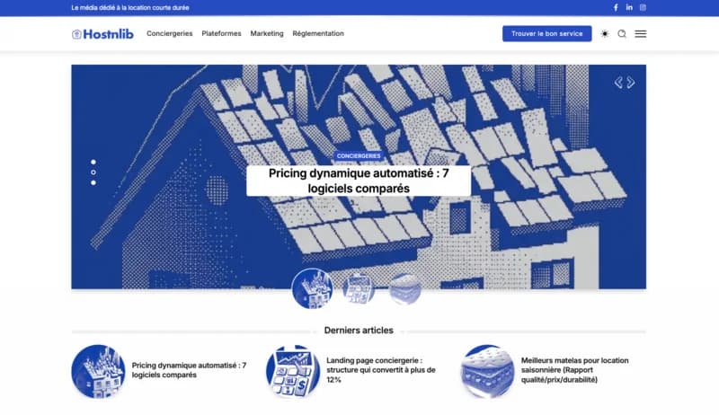 Page d’accueil de Hostnlib, média de la location courte durée
