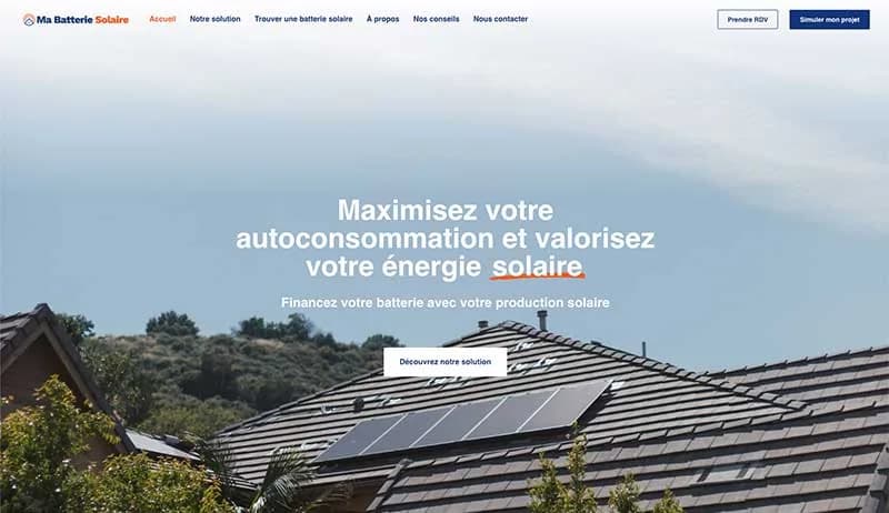 Page d’accueil de la plateforme Ma Batterie Solaire
