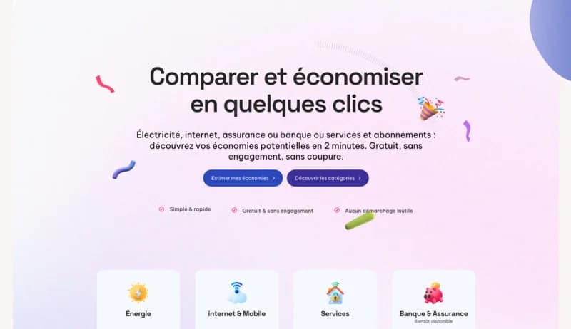 Page d’accueil de Réduire ma facture, comparateur d’offres